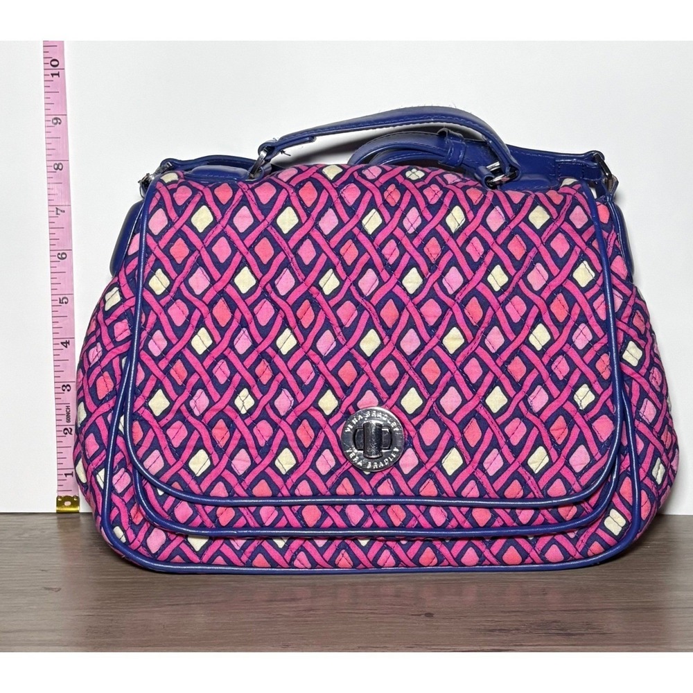 Vera Bradley Turnlock Crossbody Bag Katalina Pink Diamonds Pattern - Picture 2 of 8